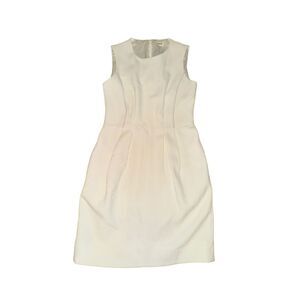 L'agence Dress Size 4 Cream Round Neck Pockets Contrast Stitch Sleeveless Sheath